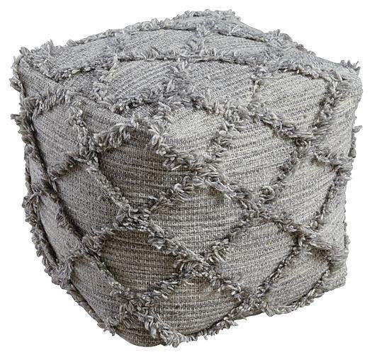 Contemporary Diamond-Shaped Fringe Pouf - Gray