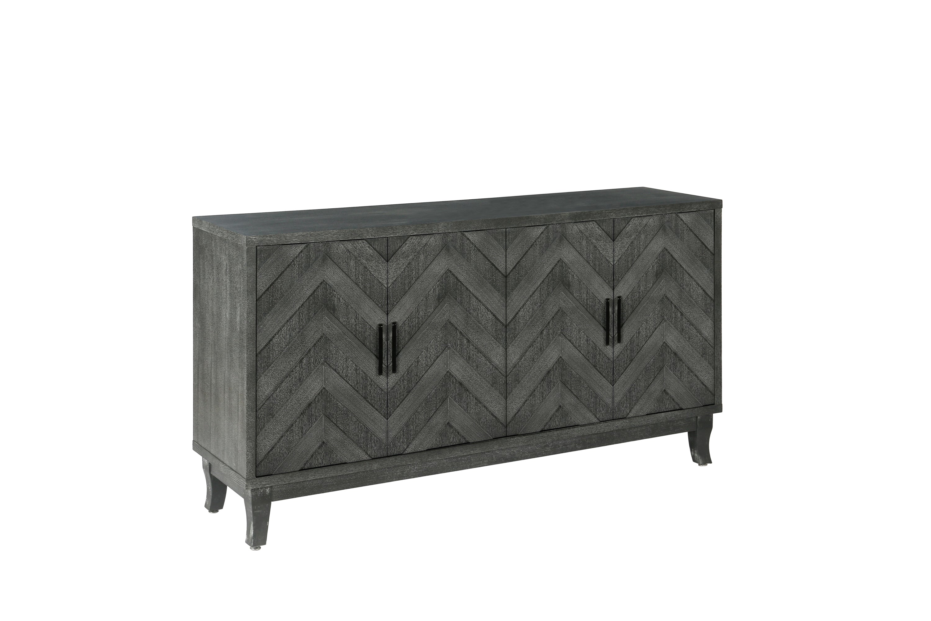 Stronger Vintage Style Buffet Cabinet, Lacquered Accent Storage 4 Door Wooden Cabinets,Thickened Sideboard Storage Cabinet - Taupe Grey