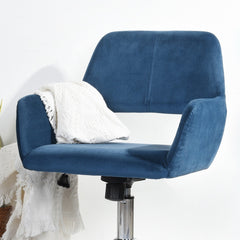 Modern Velvet Upholstered Adjustable Swivel Office Chair - Blue