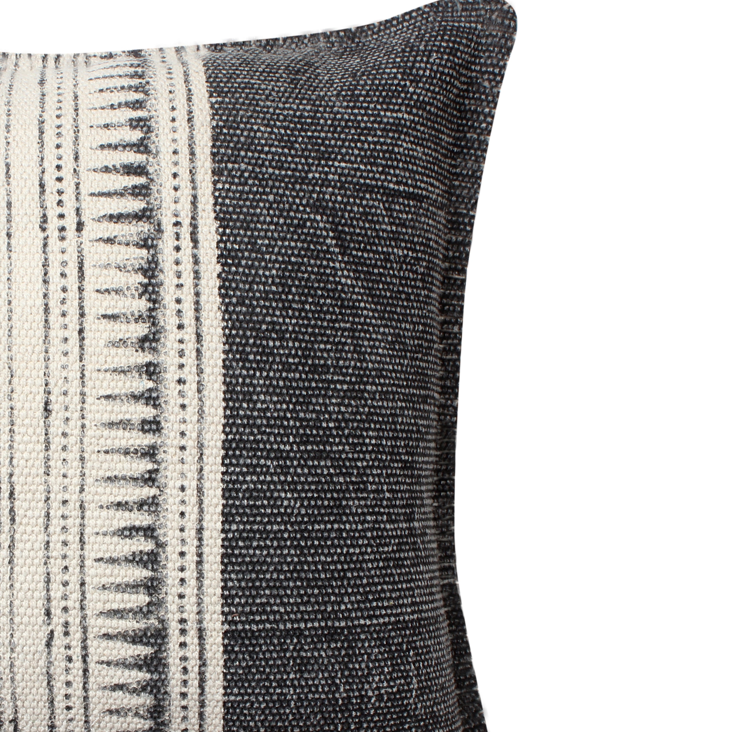 Square Handwoven Accent Throw Pillow, Polycotton Dhurrie, Kilim Pattern - White & Gray