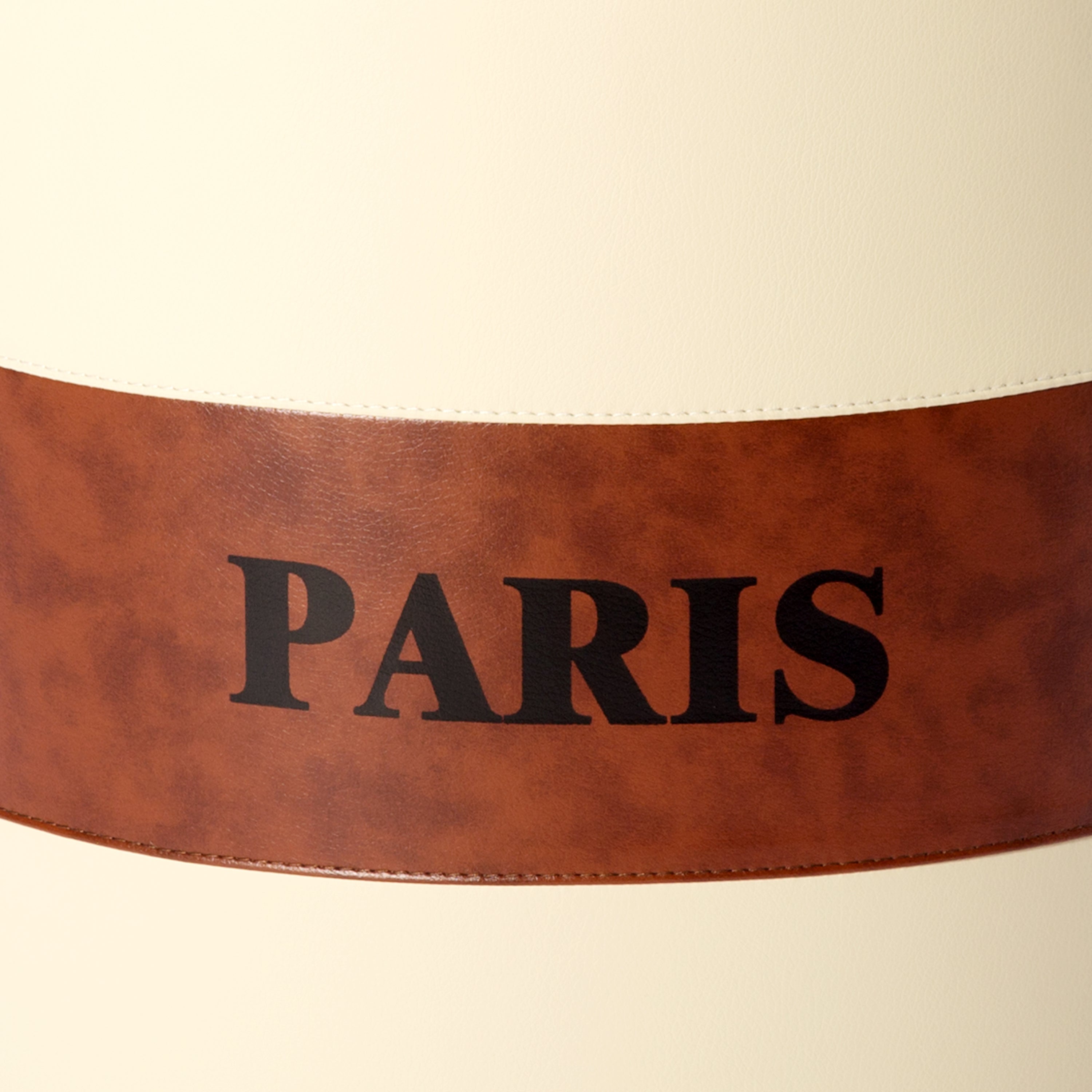 MAICOSY Round Pouf Ottoman Leather Pouf Footstool Paris Footrest Bedroom Brown