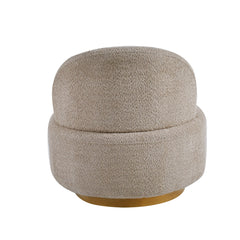 Wool Fabric Swivel Accent Armchair Barrel Chair With Gold Metal Ring,Cream BC-430