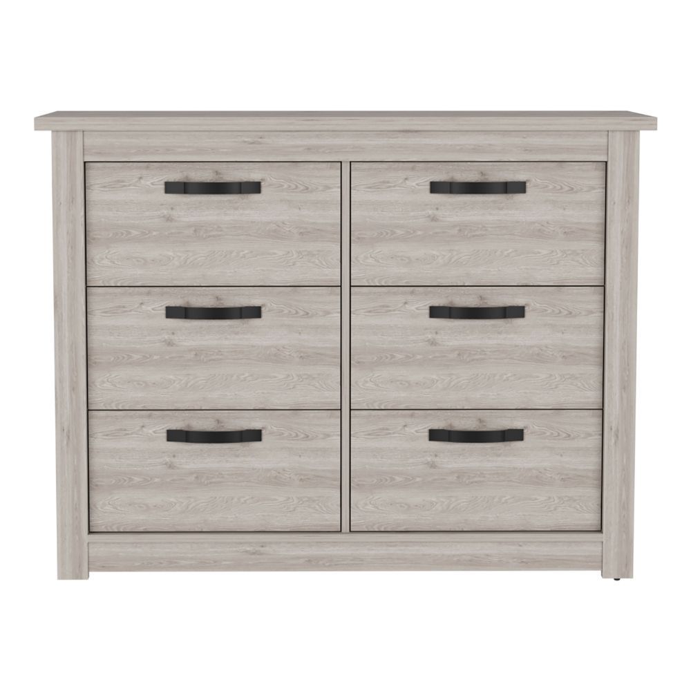 6 Drawer Double Dresser - Light Gray
