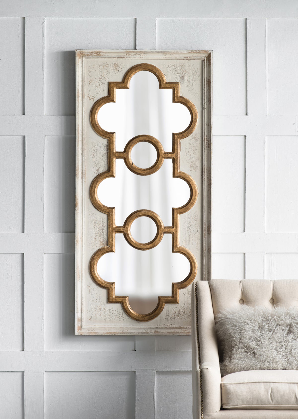 Classically Inspired Henley Decorative Mirror, French Country Style Wall Decor 58"x28" in