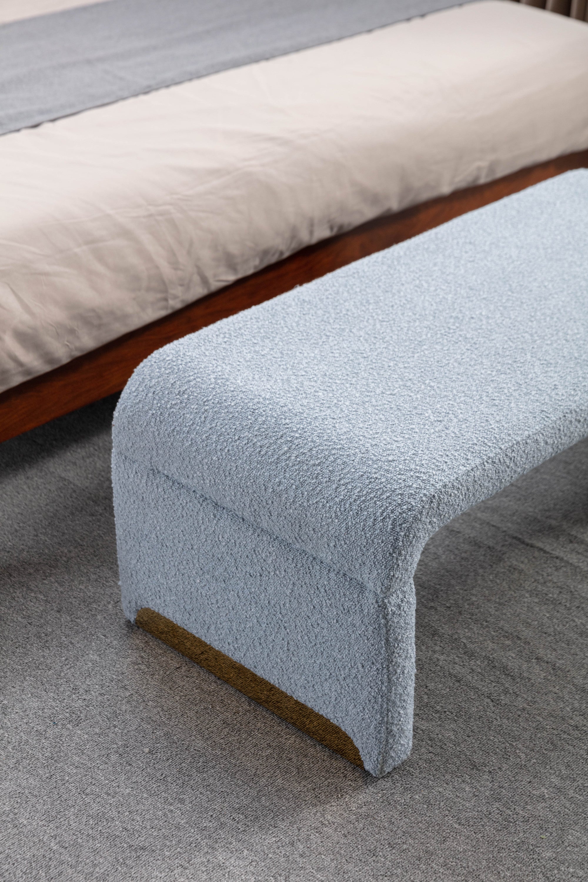 Boucle Fabric Bench