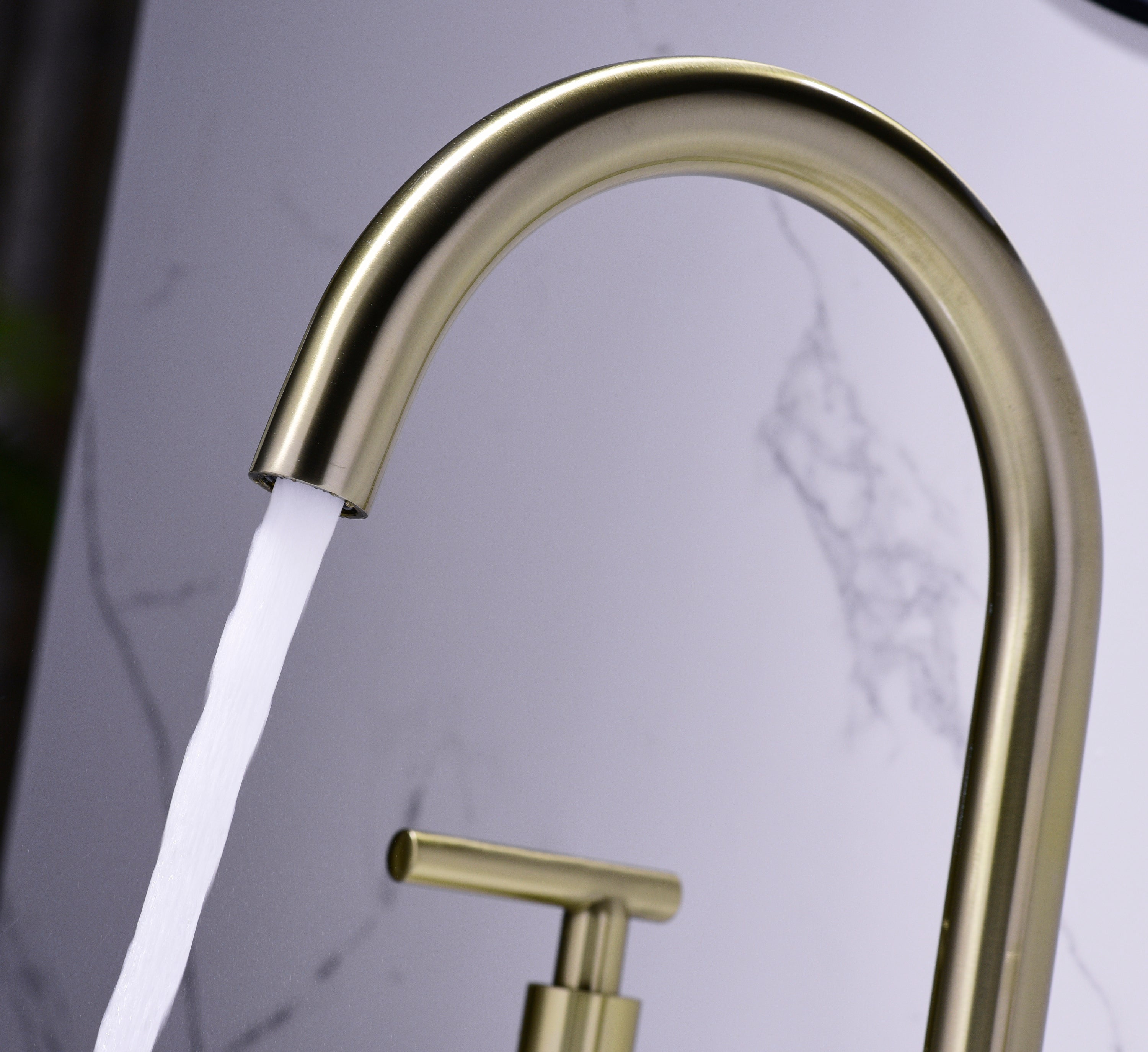 Two Handle High Arc Widespread Bathroom Sink Faucet 3 Hole - Gold