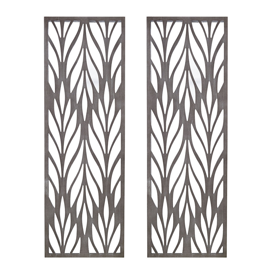 Florian Grey Laser Cut Wood 2-piece Panel Wall Decor Set - Grey