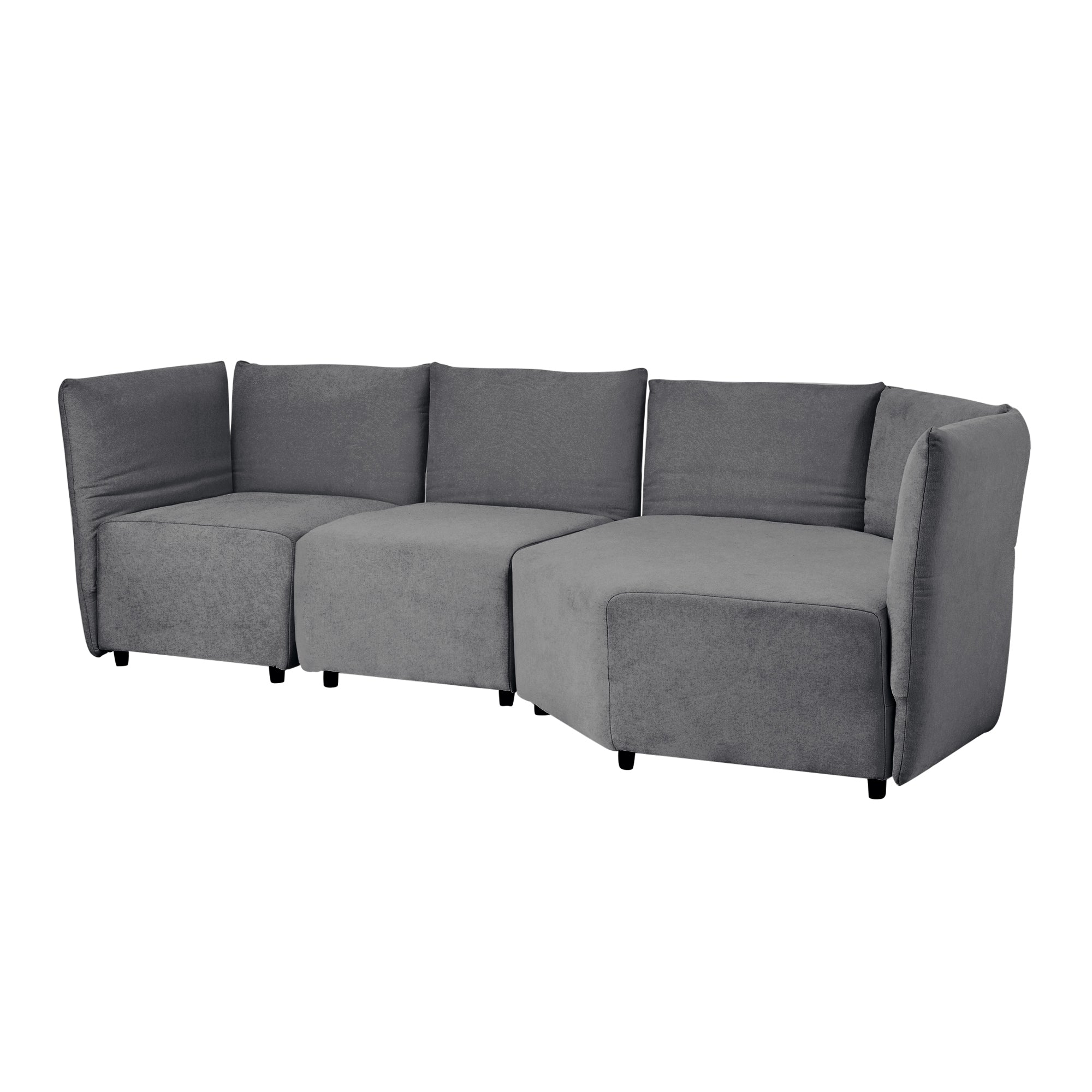 Stylish Sofa Set with Polyester Upholstery with Adjustable Back with Free Combination for Living Room - Gray
