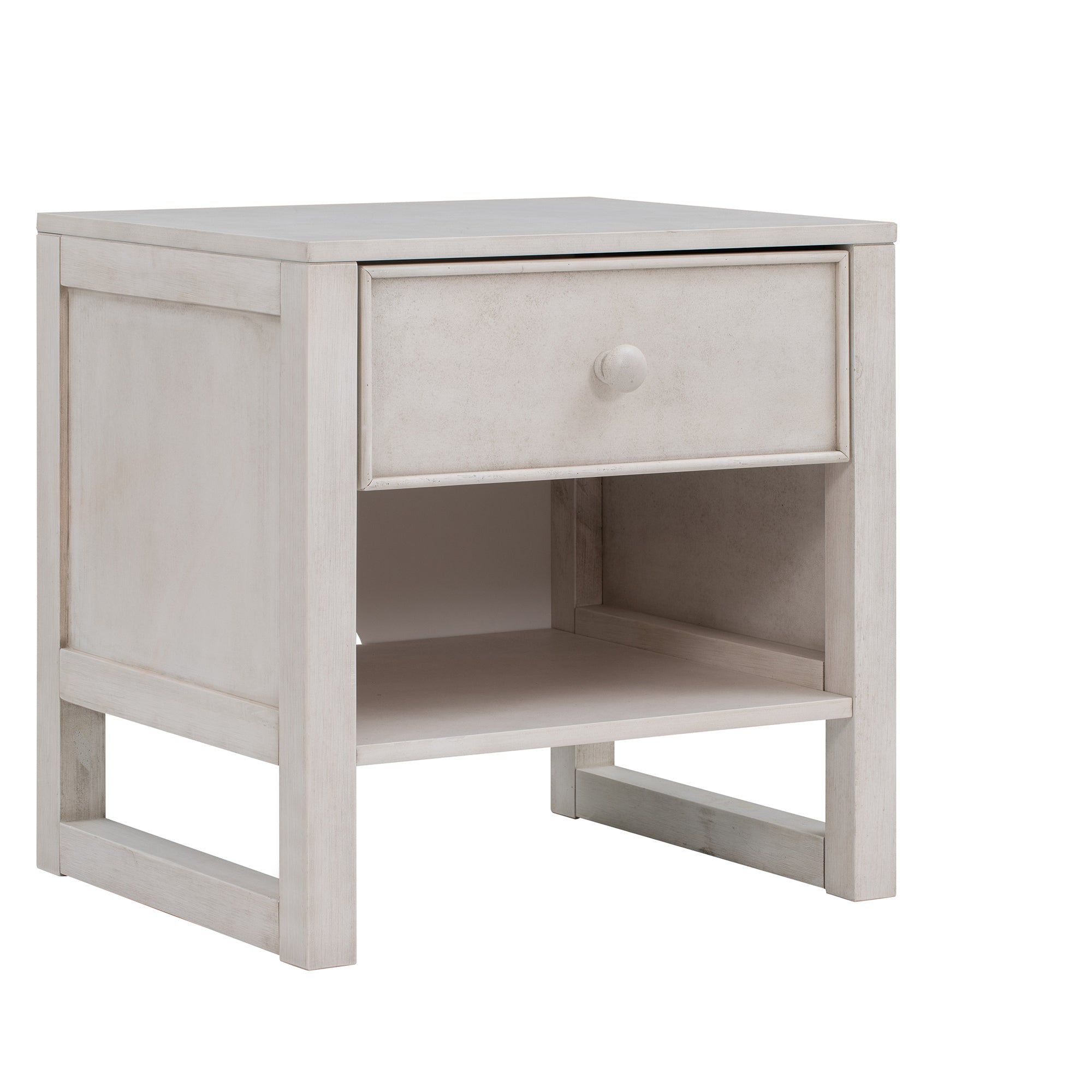 Wooden Nightstand with a Drawer and an Open Storage - Antique White