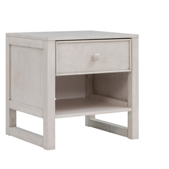 Wooden Nightstand with a Drawer and an Open Storage - Antique White