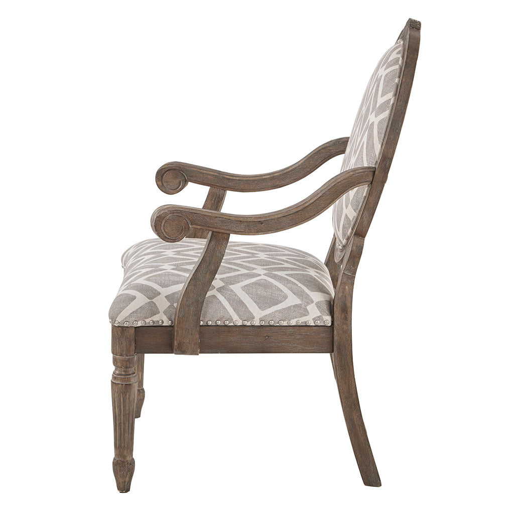 Brentwood Exposed Wood Arm Chair - Brown/ Grey