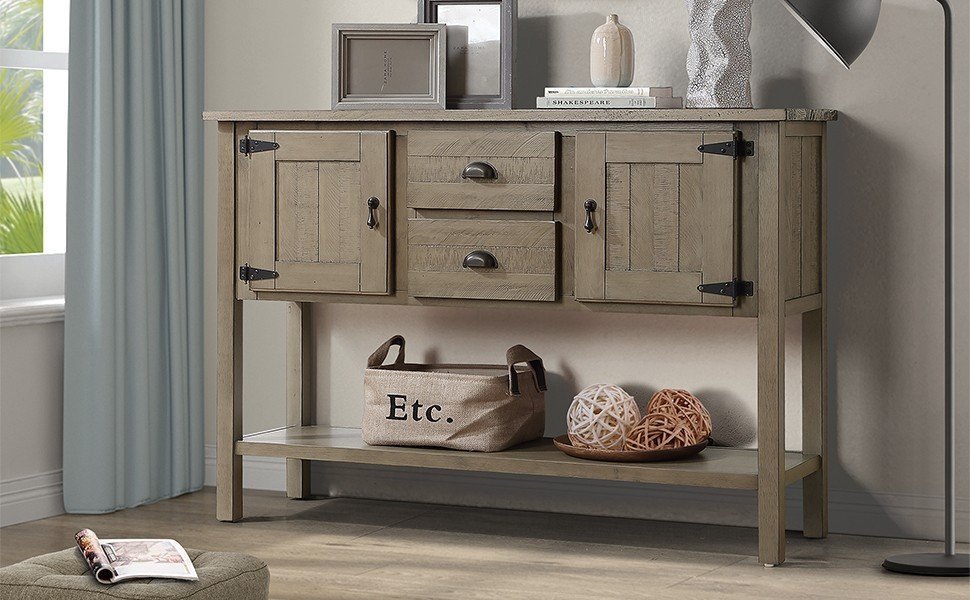 Wood console table with storage