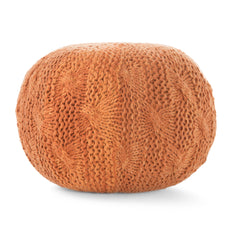 Handcrafted Modern Fabric Weave Pouf - Orange/ Camel