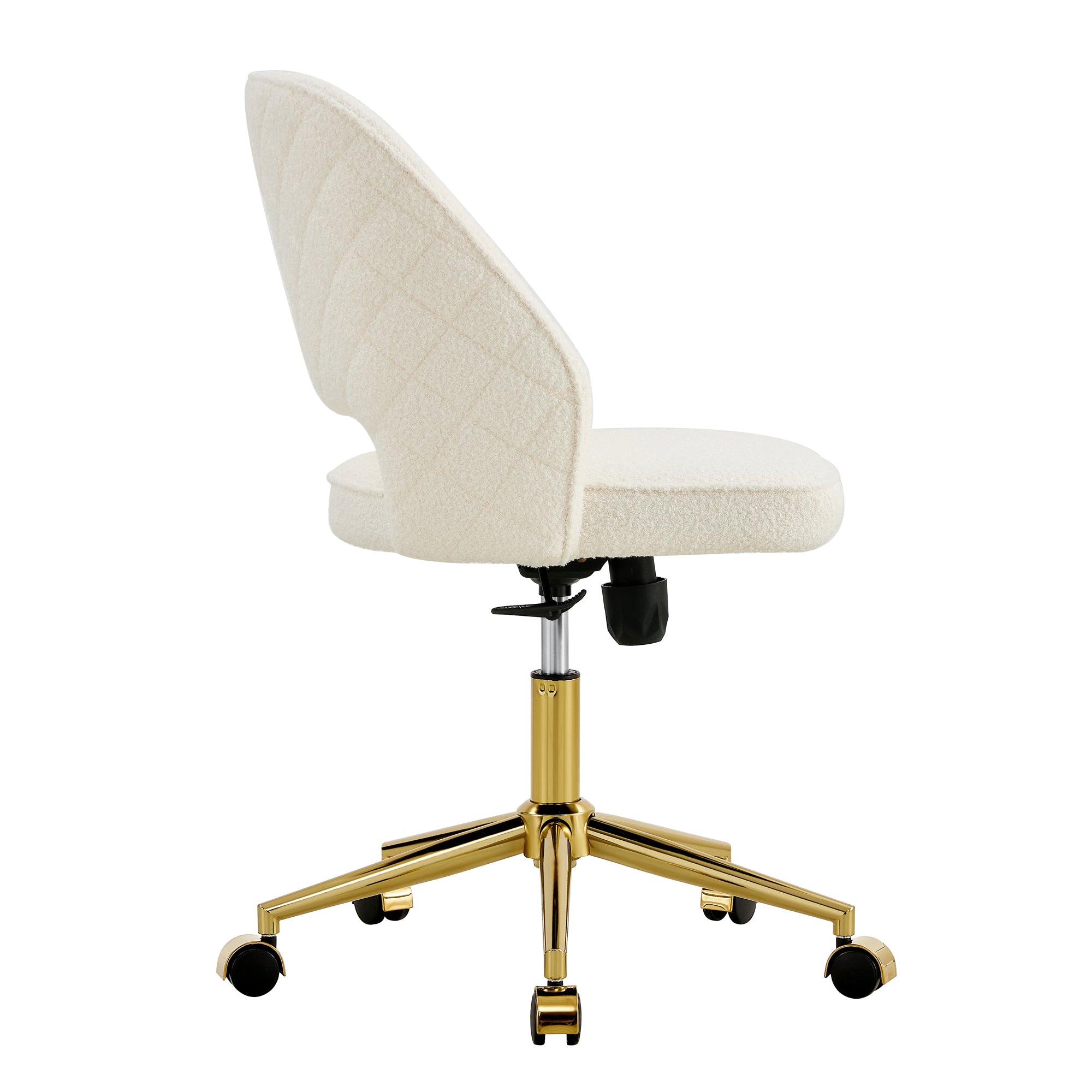 Modern Swivel Teddy Velvet Office Chairs, Adjustable 360 °- White