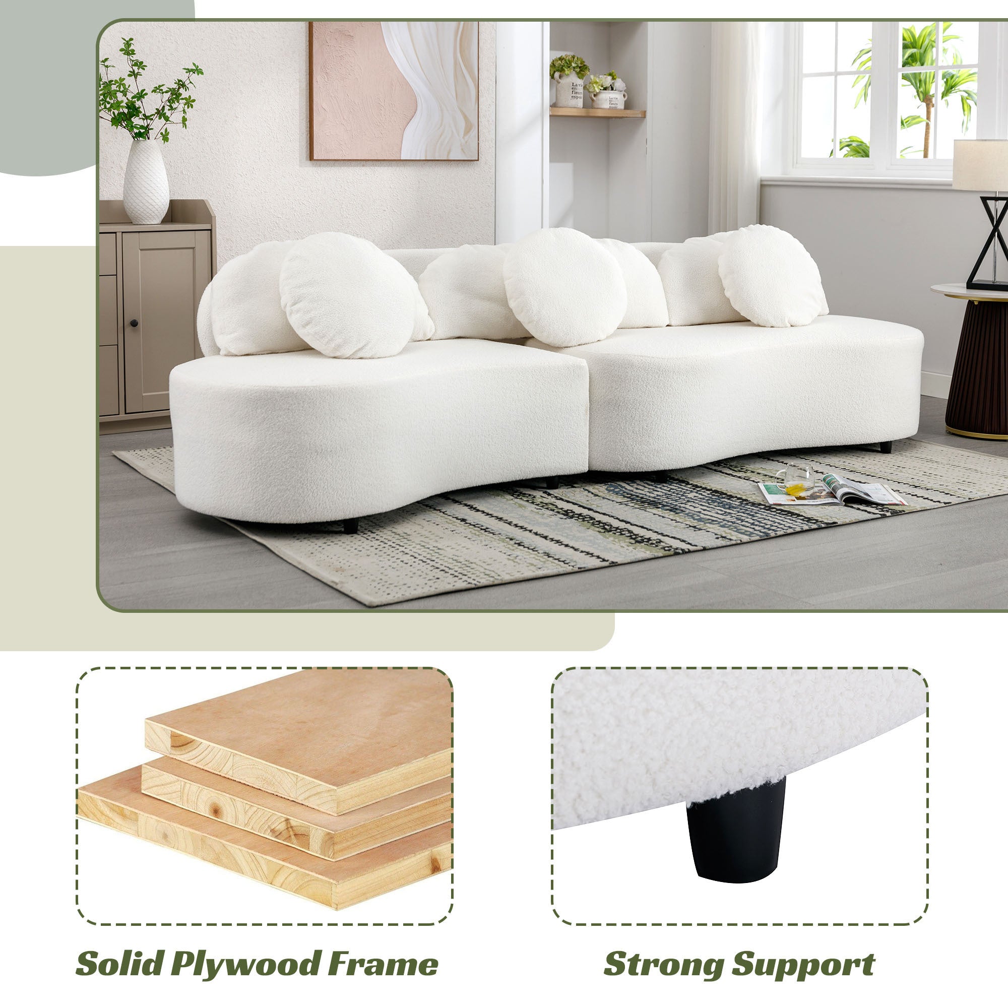103.9" Modern Living Room Sofa Velvet Upholstered Couch Furniture - Beige