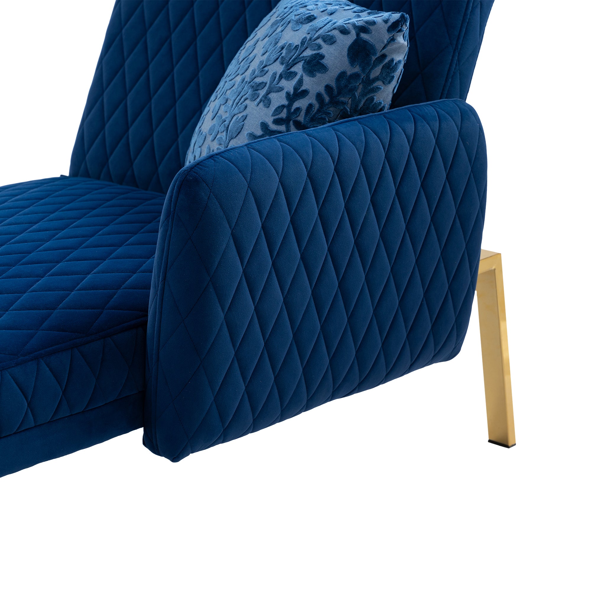 Velvet Loveseat Sofa with Metal Feet - Navy