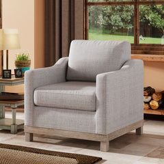 Contemporary Accent Chair with Rubber Wood Base Accent Chair - Grey