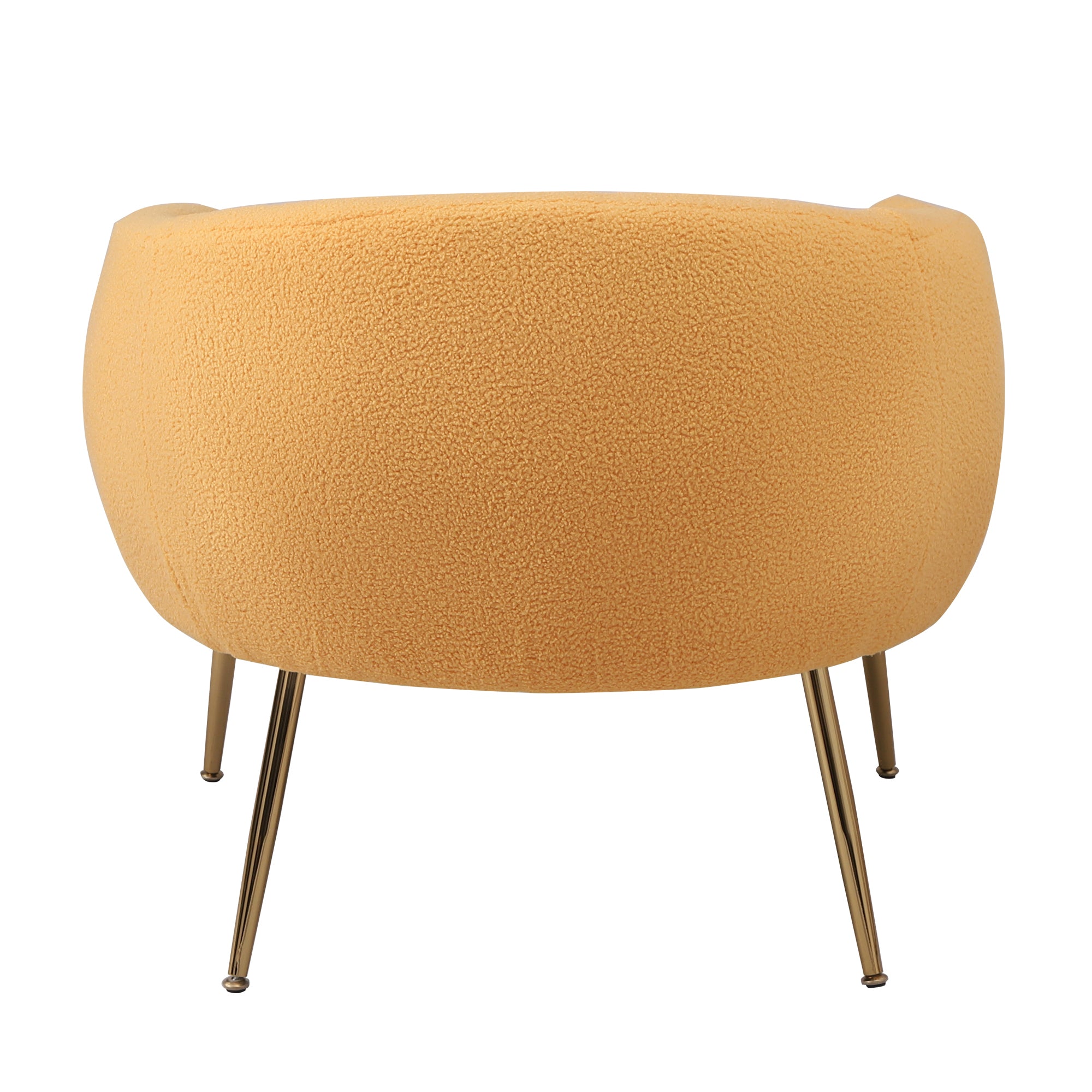 Accent Chair with Ottoman/Gold Legs, Modern Accent Chair for Living Room, Bedroom or Reception Room,Teddy Short Plush Particle Velvet Armchair with Ottoman - Yellow
