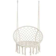 Hammock Chair Swing Hanging Cotton Rope for Indoor and Outdoor - Beige