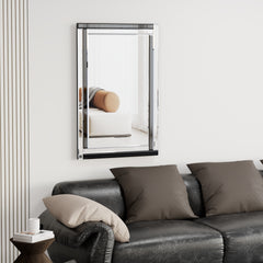 Large Wall-Mounted Silver Decorative Rectangular Wall Mirror