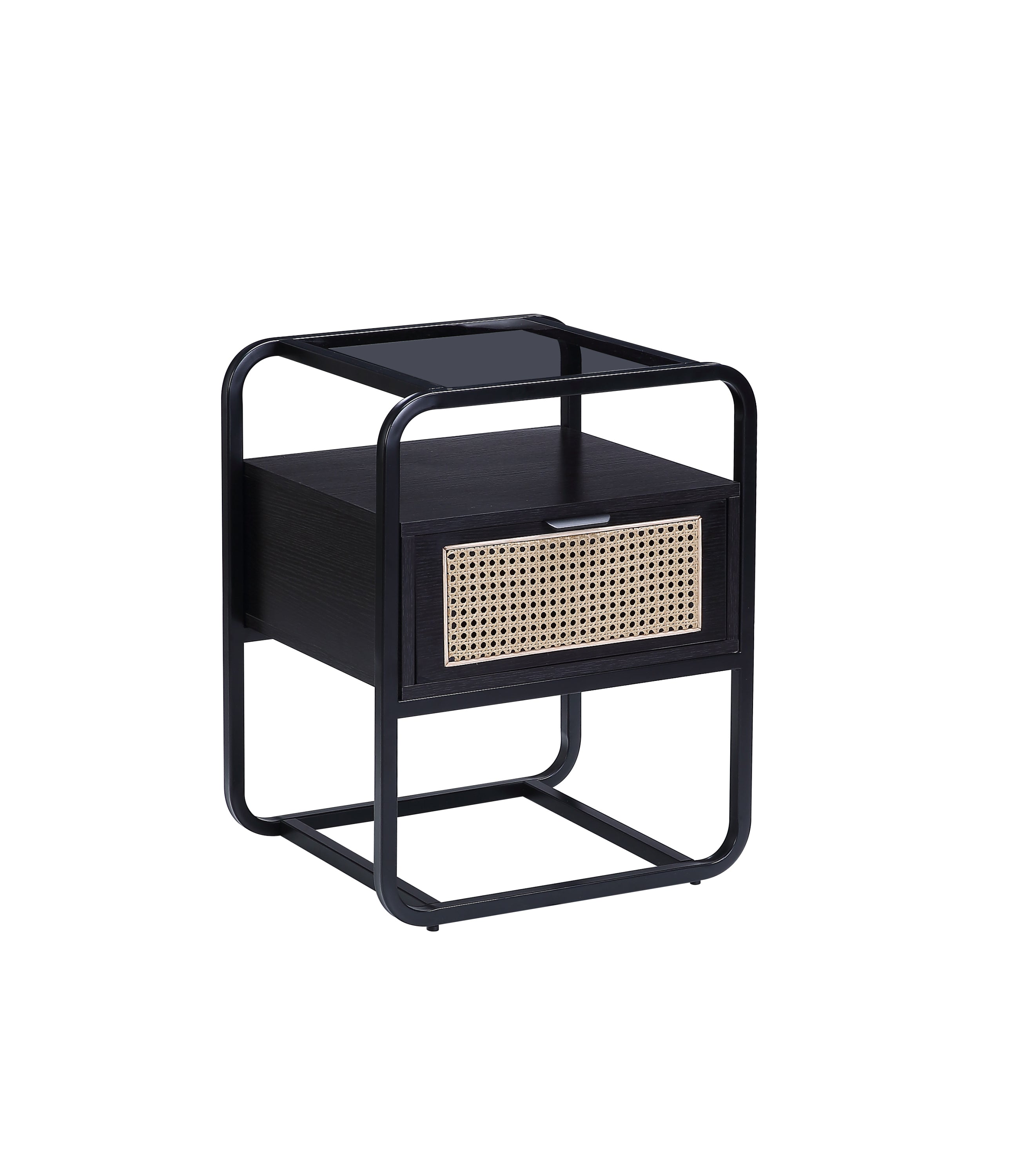 Rattan Accent Table - Black Finish
