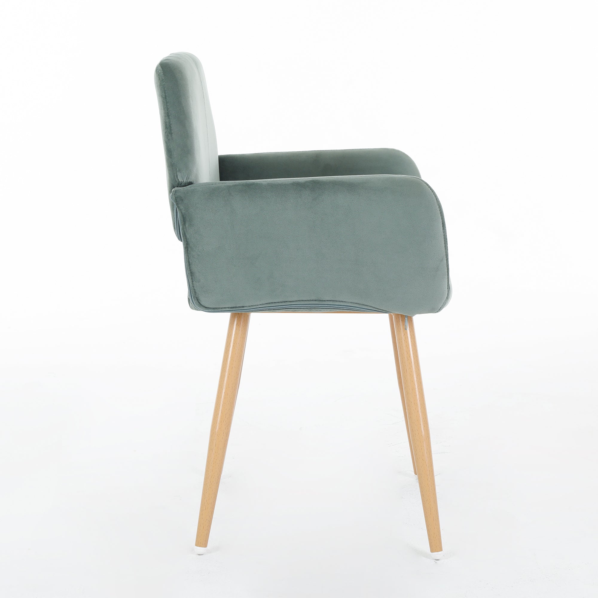Velvet Dining Chair with Metal Leg - Green + Beech Wooden Printing Leg