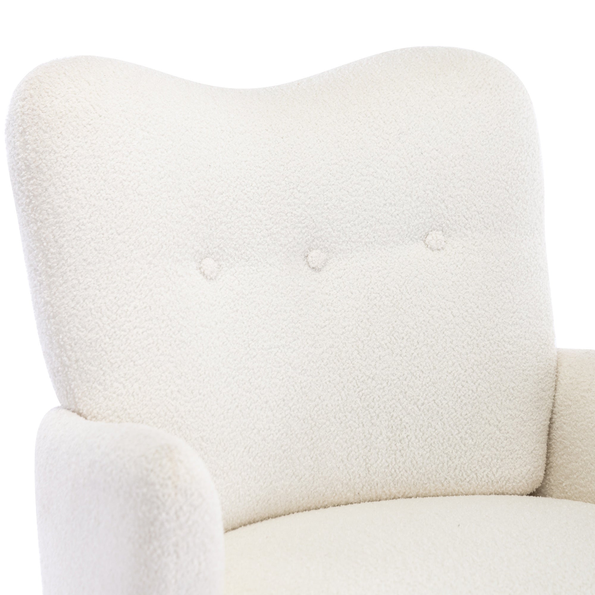 Modern Teddy Short Plush Particle Armchair, Accent Chair with Golden Metal Legs and High Back - White