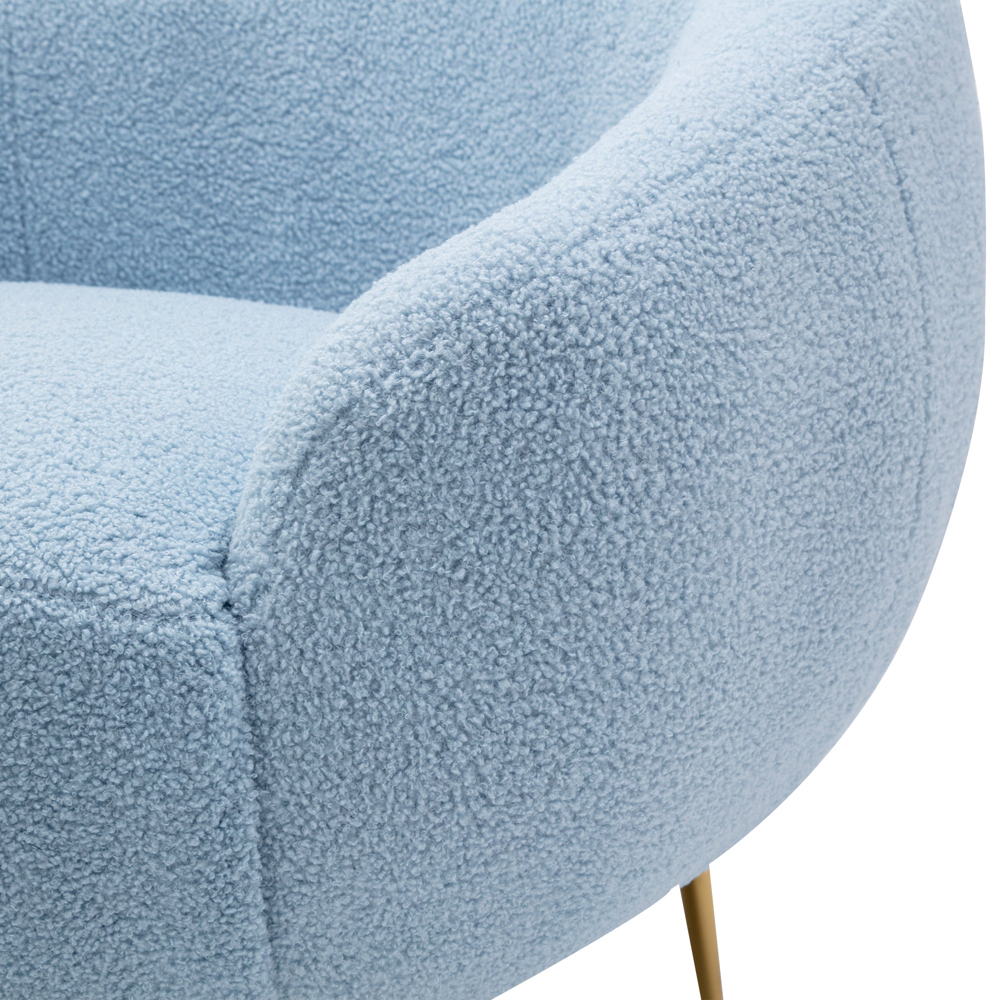 Modern Comfy Leisure Accent Chair, Teddy Short Plush Particle Velvet Armchair with Ottoman - Light Blue