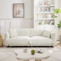 A Lovable Sofa with 2 Pillows and Metal Feet - Beige