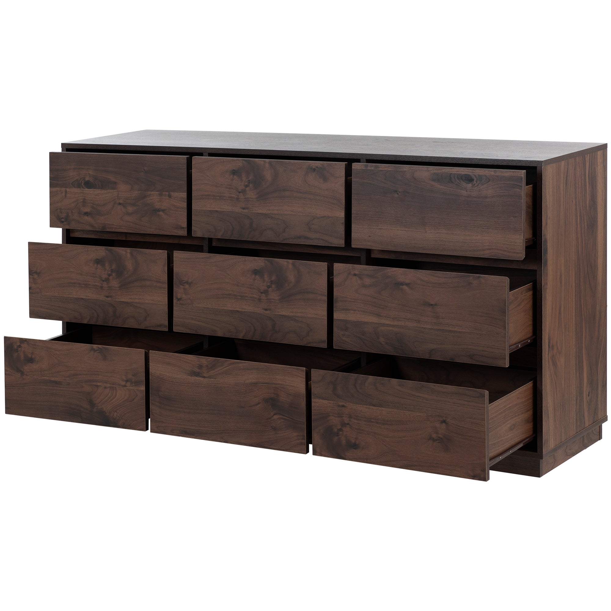 Mid-Century Modern 9 Drawers Dresser - Dark Brown