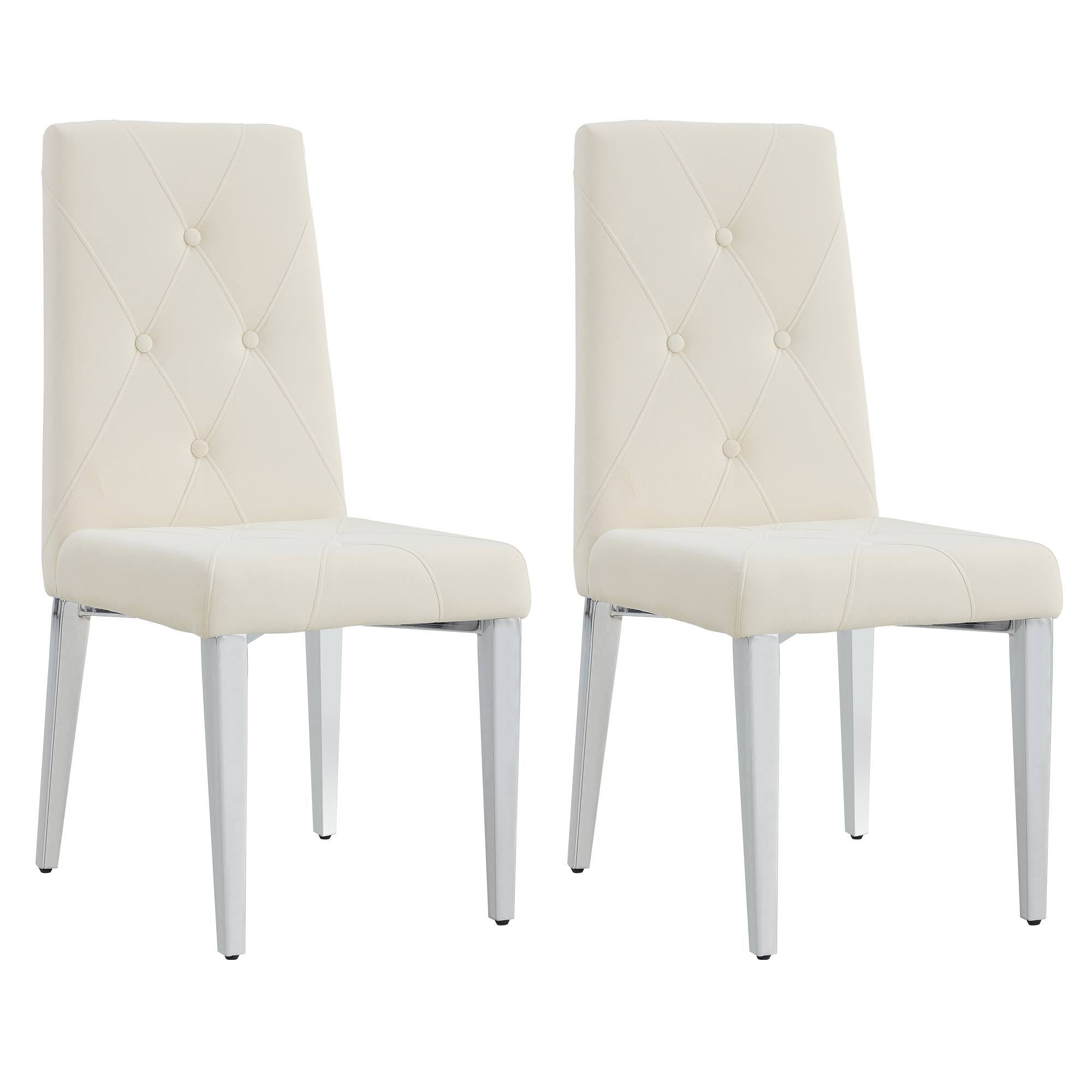 Modern Style Kitchen Upholstered High backrest Dining Chairs (Set of 2) - Beige