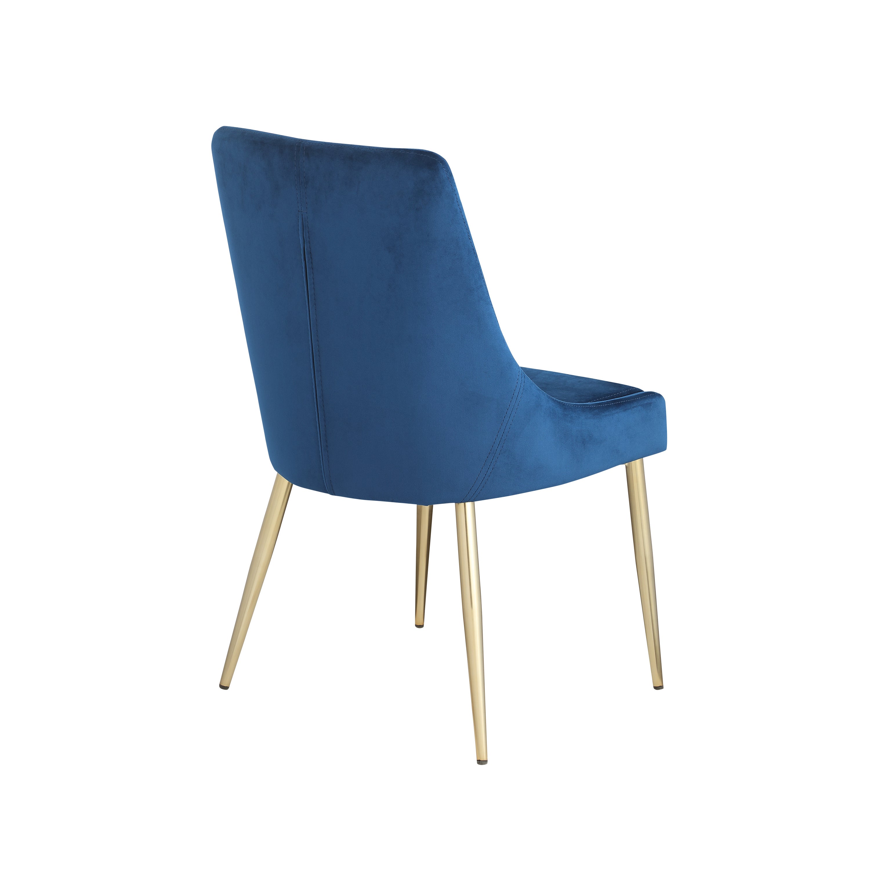 Contemporary Velvet Upholstered Dining Chair with Sturdy Metal Legs (Set of 2) - Blue