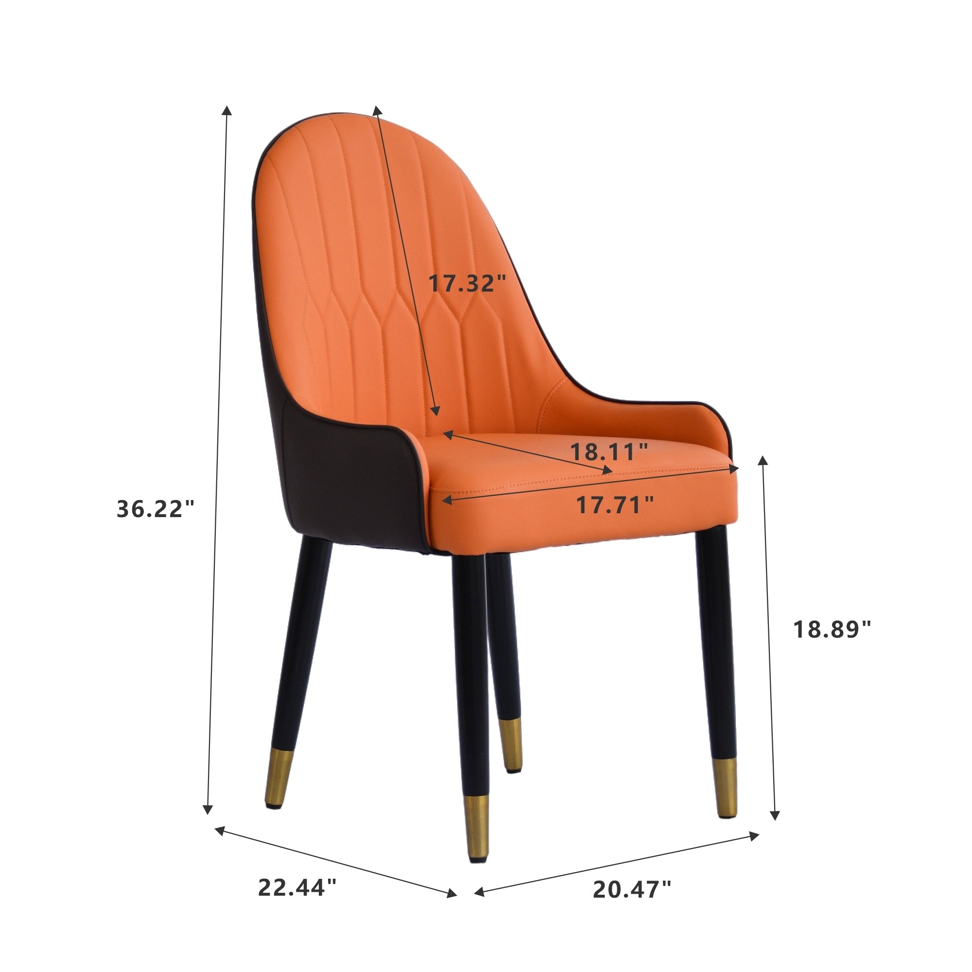 Modern PU Sponge-filled Dining Chairs (Set of 2) - Black and Orange