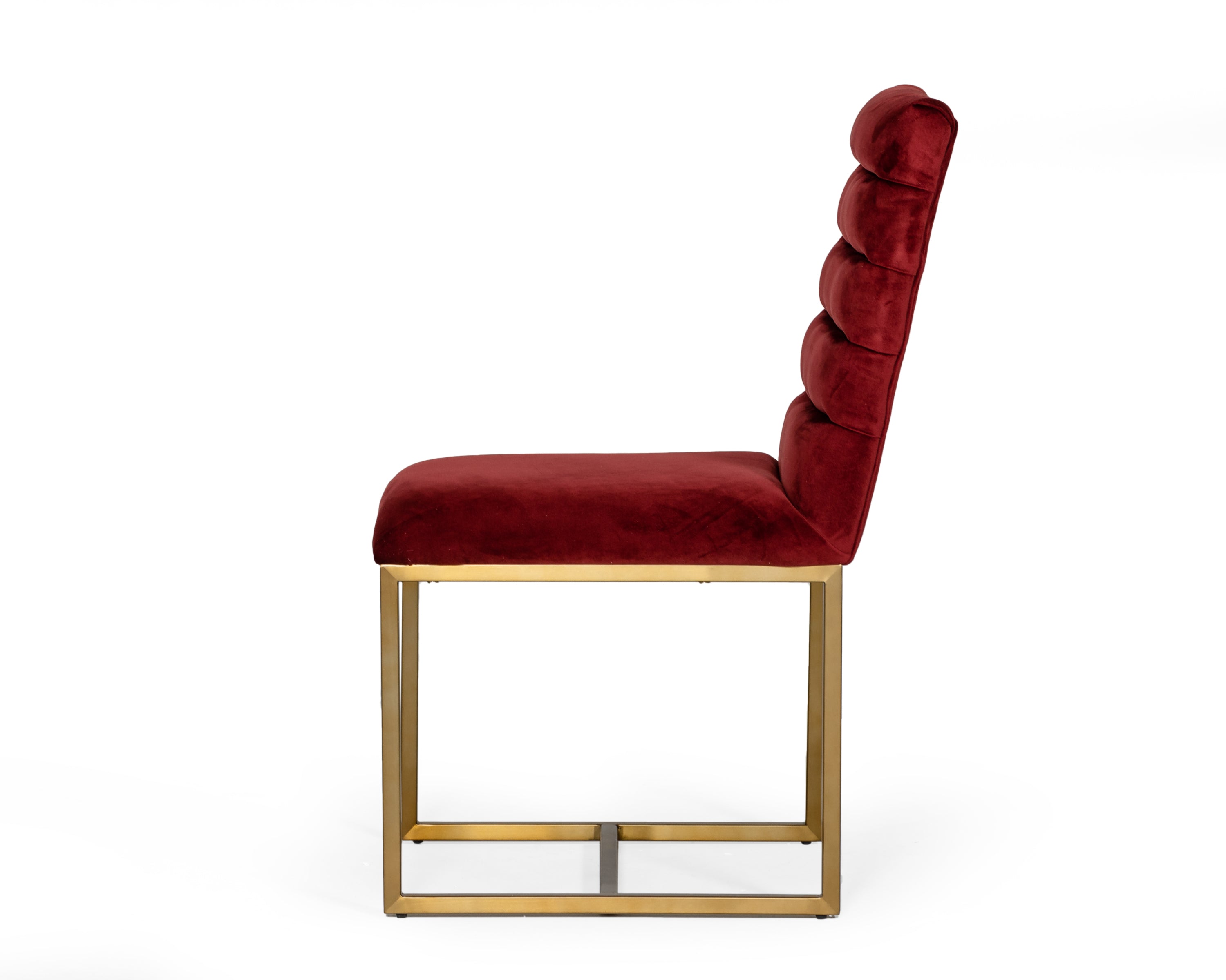 Modern Red & Brush Gold Dining Chair (Set of 2) - Red