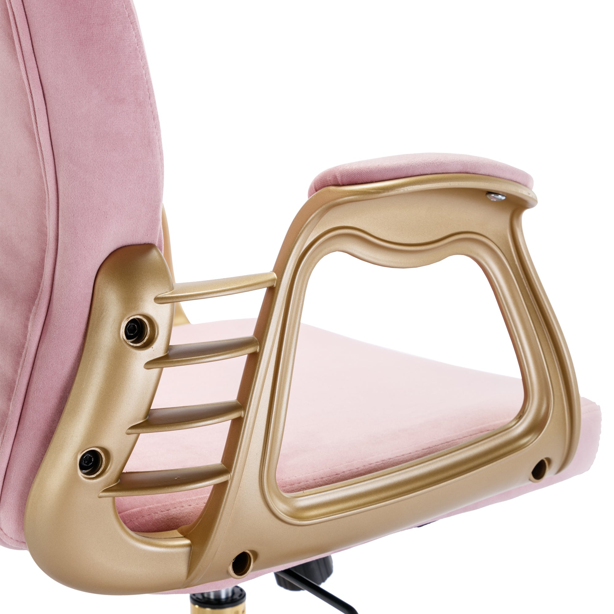 Velvet Home Office Chair with Wheels - Pink