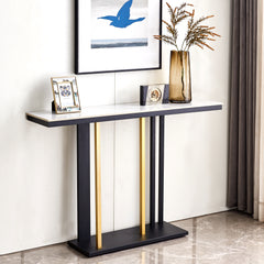 Modern Console Table Metal Frame with Adjustable Foot Pads - Black