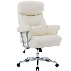 High Back Executive Office Chair 300lbs-Ergonomic Leather Computer Desk Chair - White