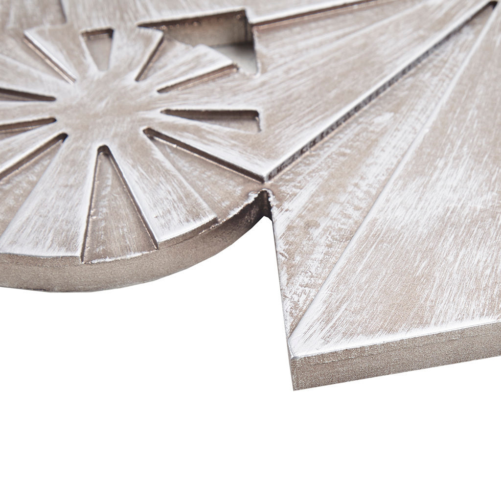 Ash Carved Wood 3 Piece Set Wall Decor - Grey
