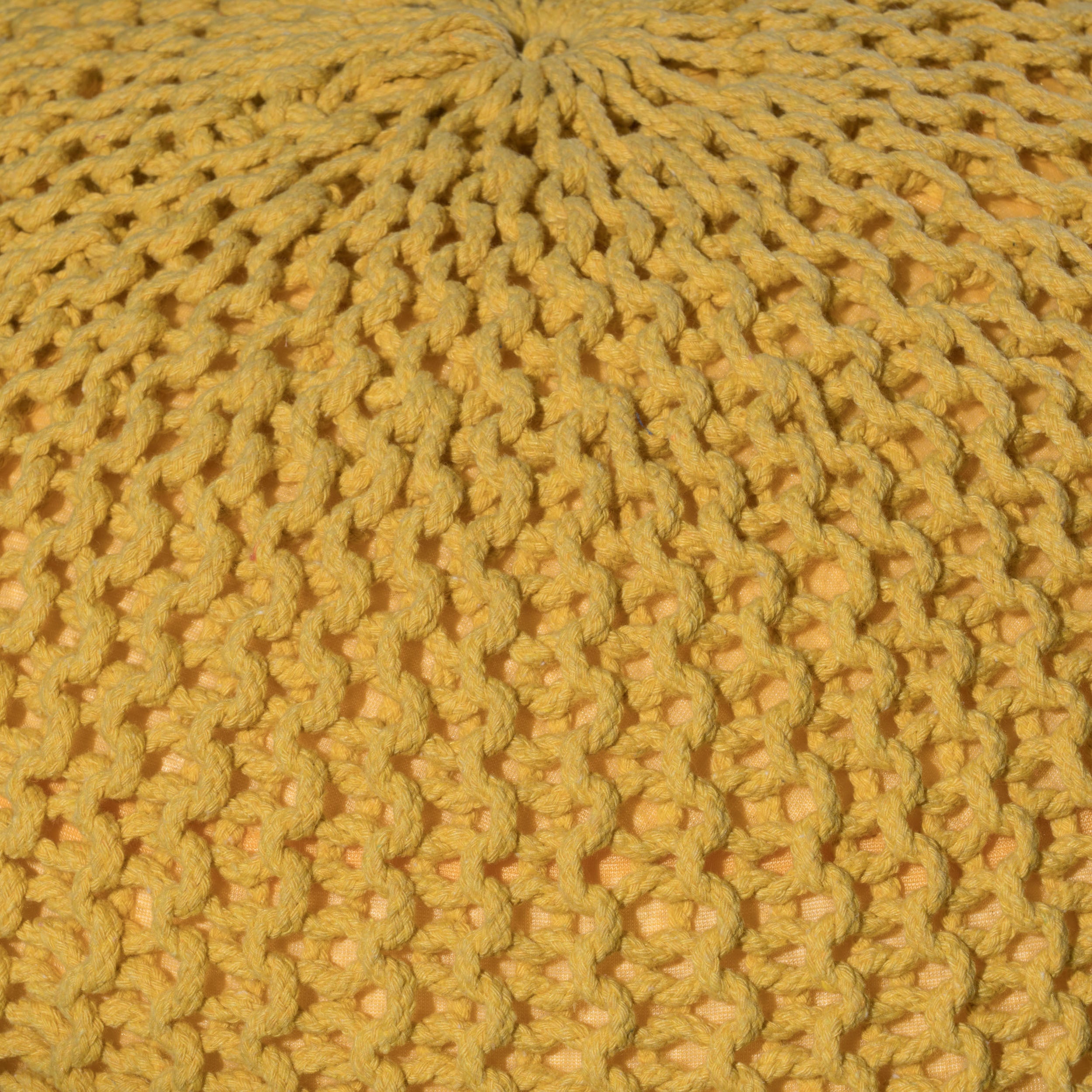 Cotton Knitted Pouf - Yellow