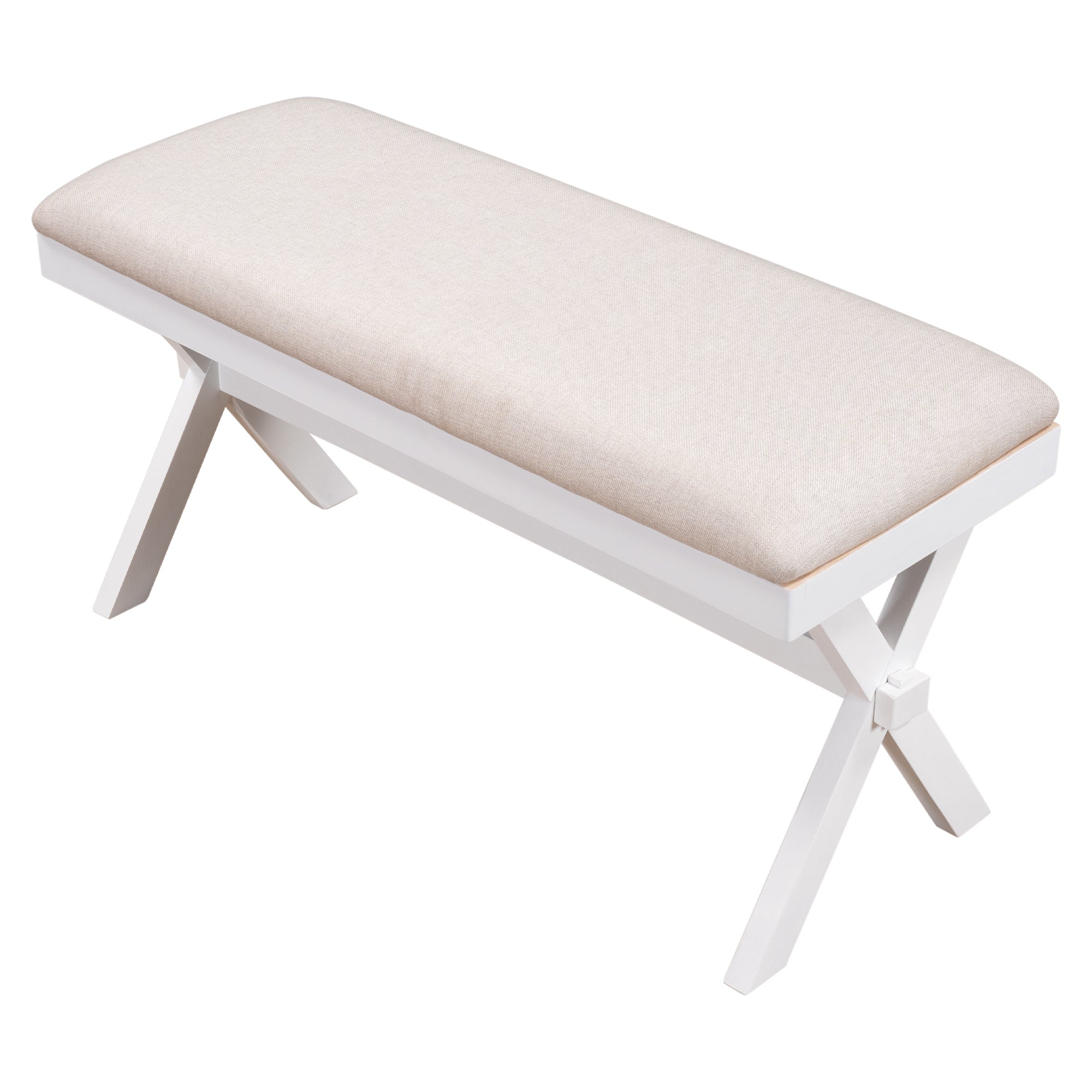 Farmhouse Rustic Wood Upholstered Bench
