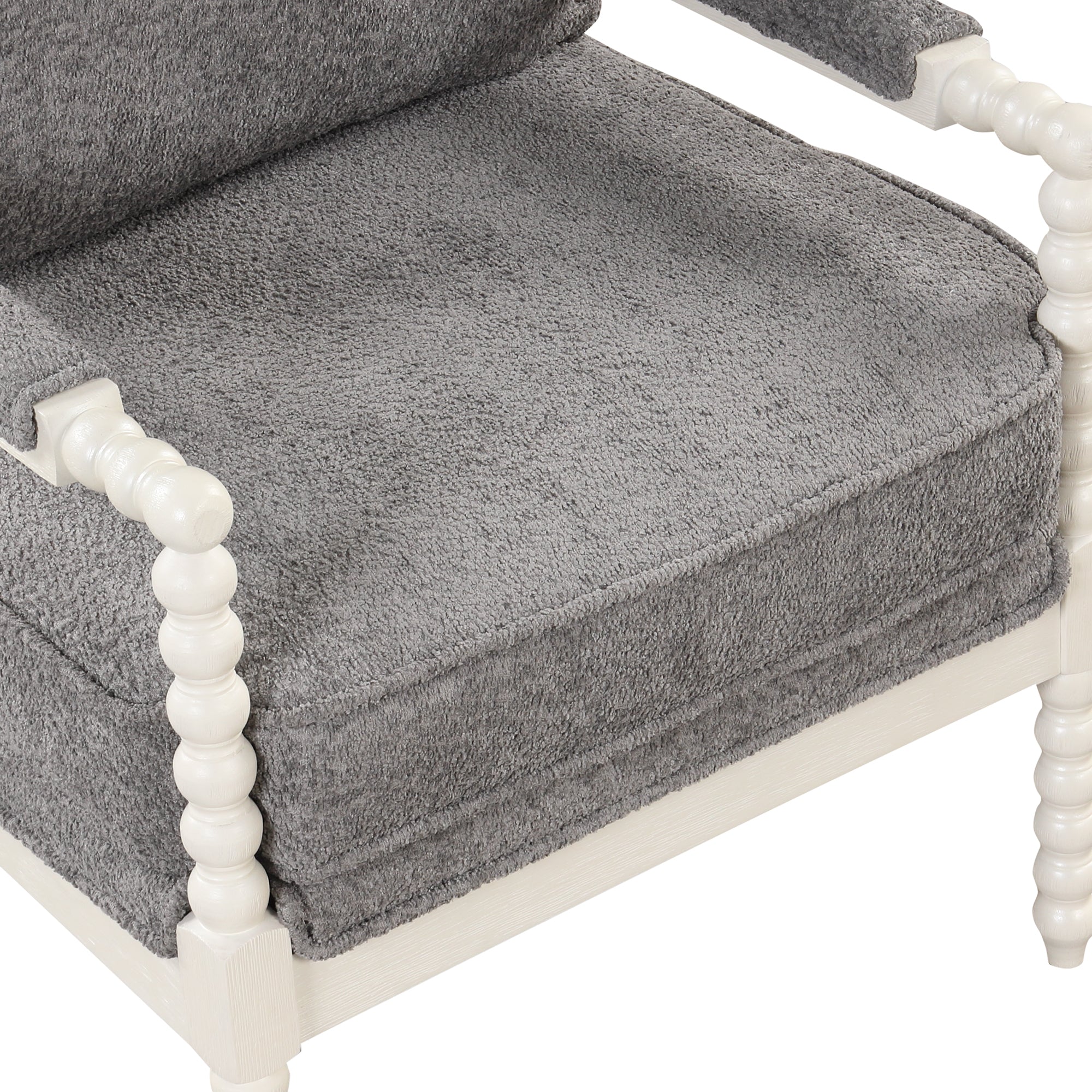 Modern Tufted Velvet Accent Chair with Ottoman - White+Gray