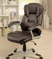 Comfortable Modern Contemporary Office Chair - Brown Leatherette Padded Armrests