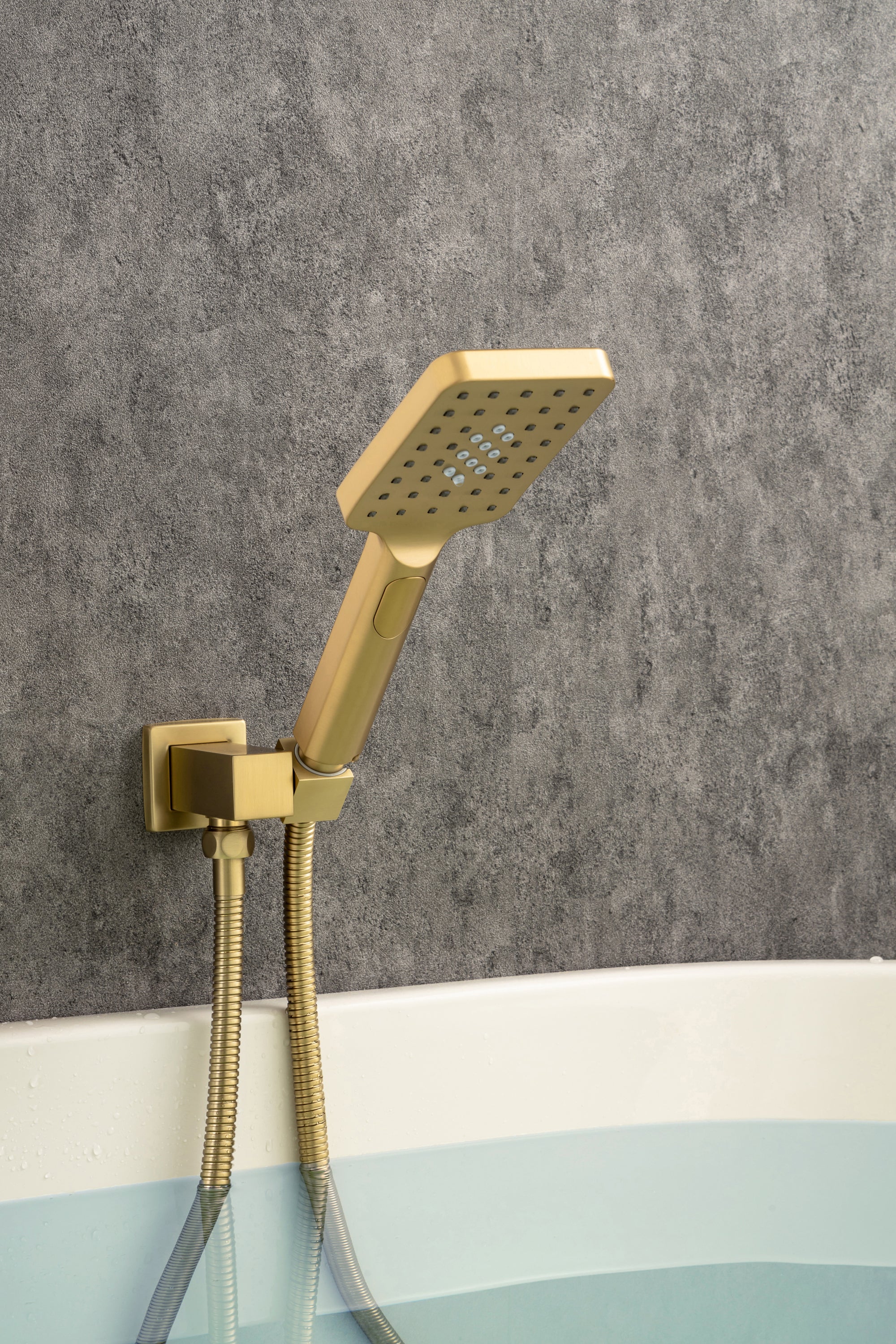 Waterfall Tub Faucet Wall Mount Roman Tub Filler Chrome Single Handle Brass Bathroom Bathtub Faucet with Hand Shower - Gold