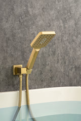 Waterfall Tub Faucet Wall Mount Roman Tub Filler Chrome Single Handle Brass Bathroom Bathtub Faucet with Hand Shower - Gold