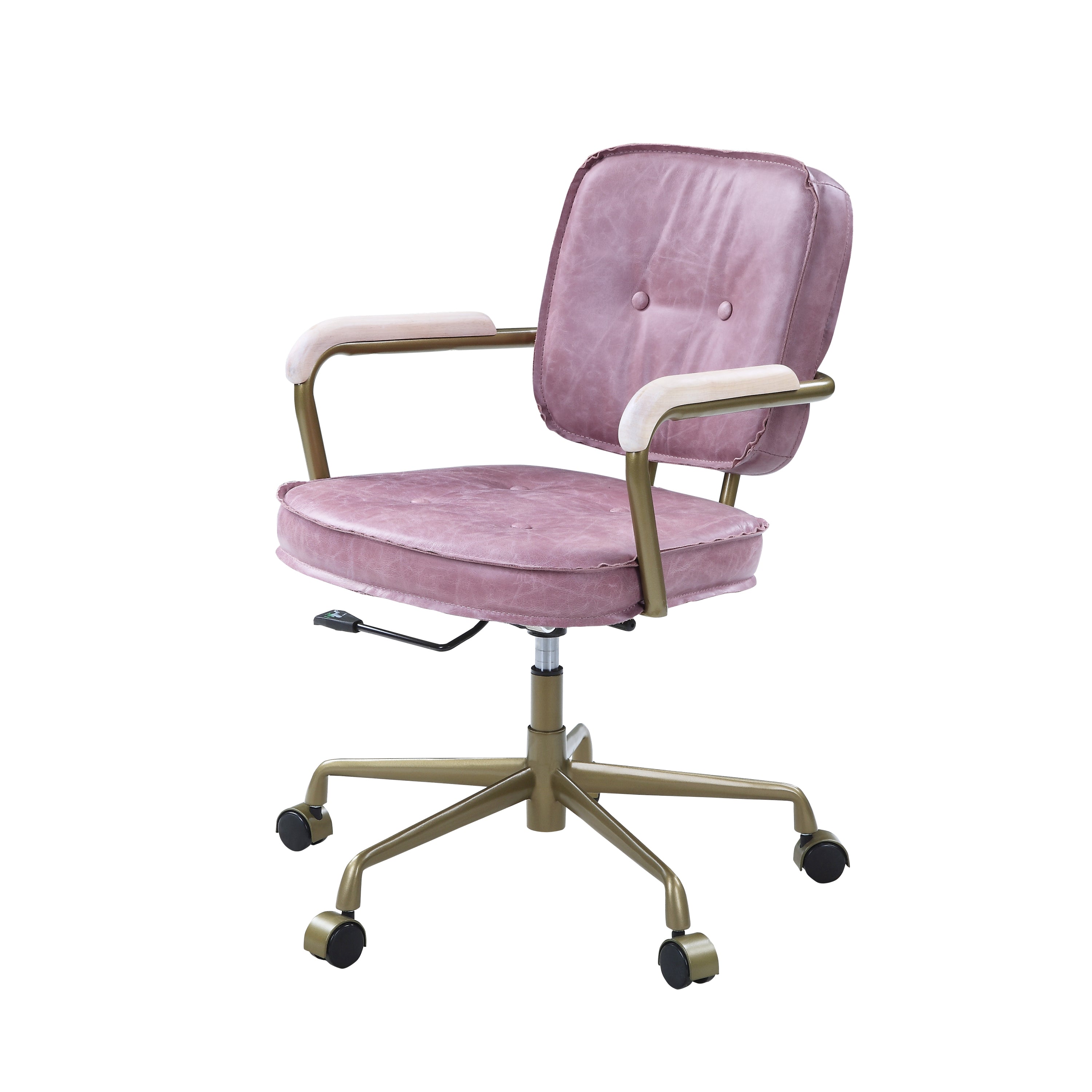 Vintage Office Chair, Top Grain Leather - Pink
