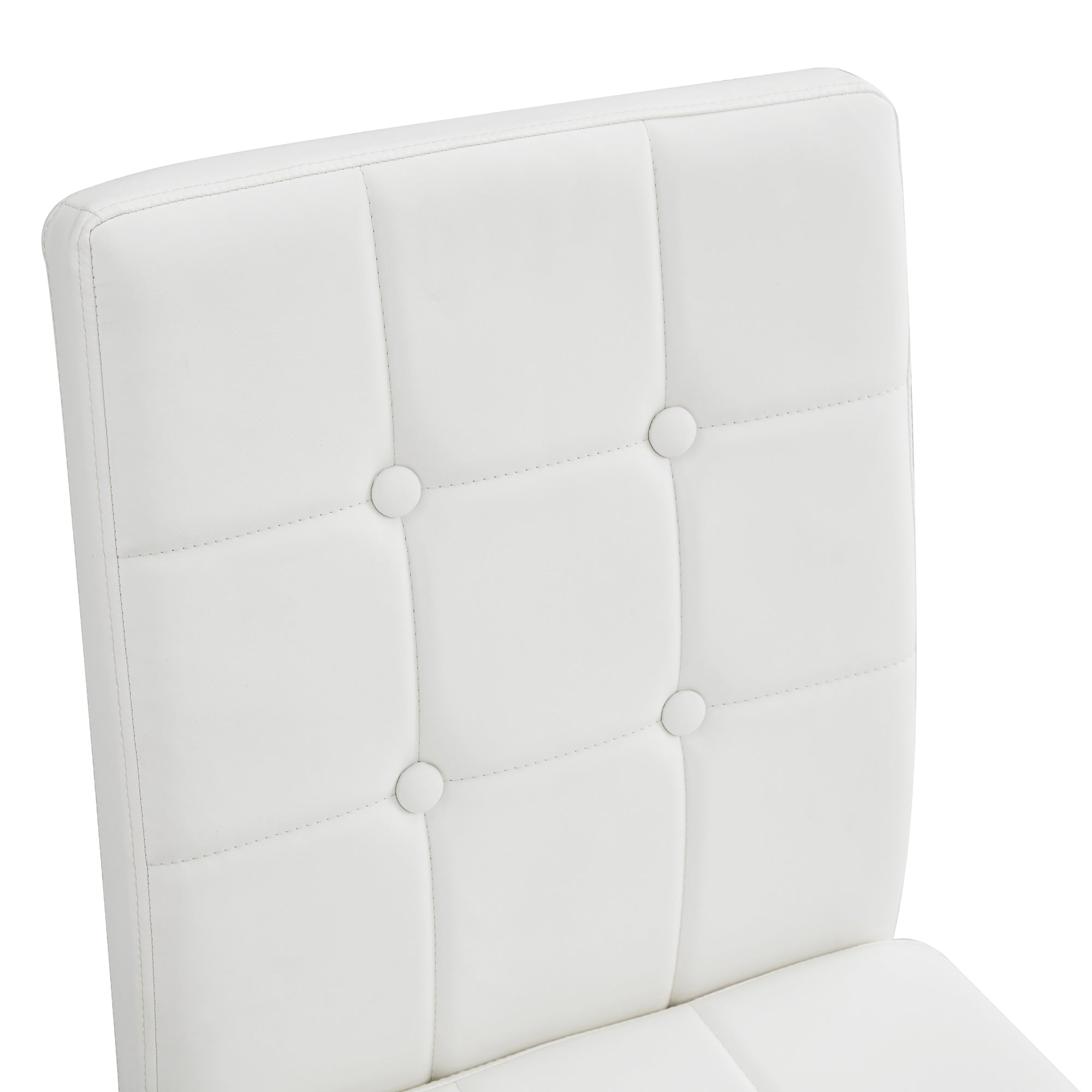 Modern Style Dining Chairs with Inset Buttons, C-shaped Tube Plating Metal Legs (Set of 2) - White