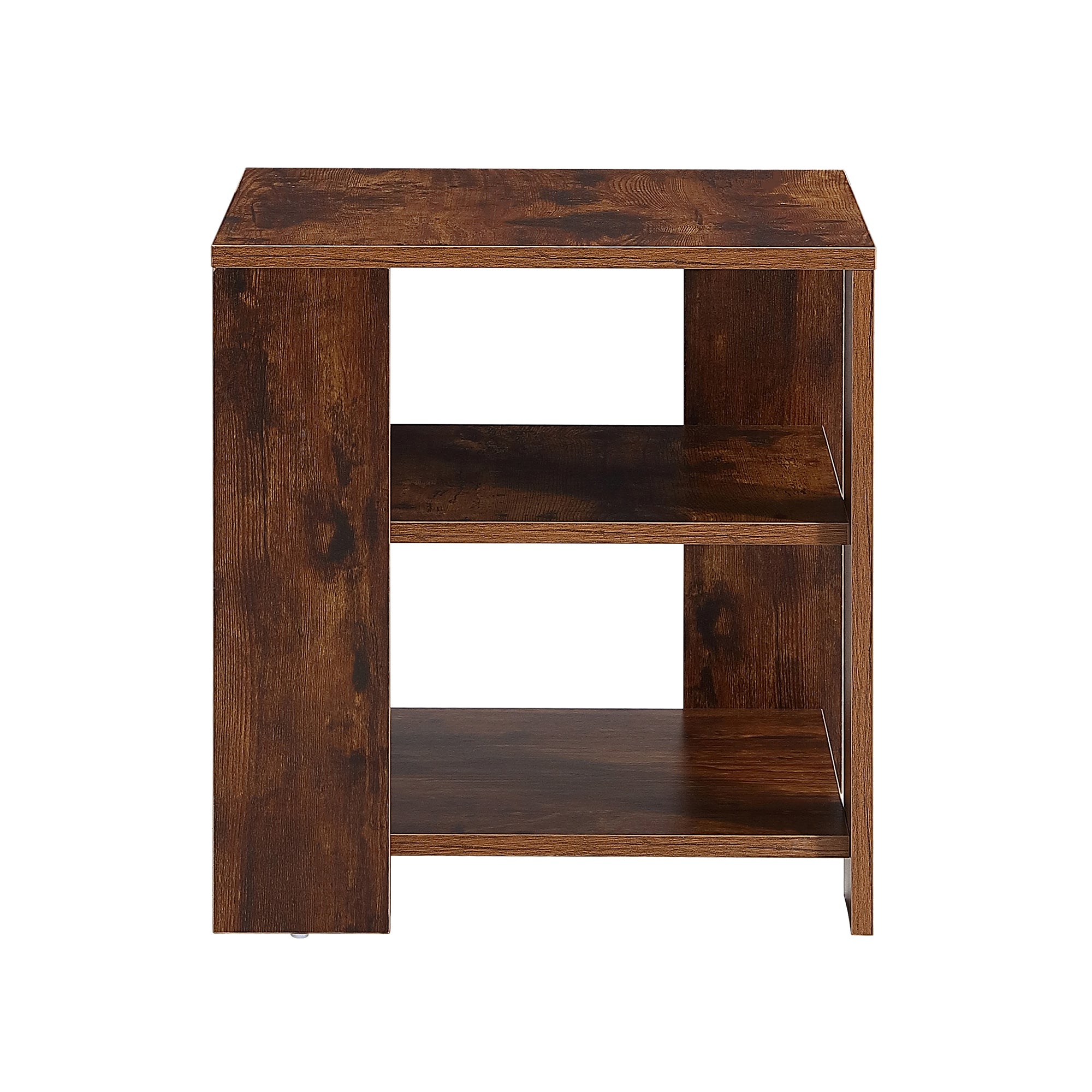 Square 3-tier end Accent Table Rustic Brown