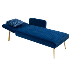 Velvet Loveseat Sofa with Metal Feet - Navy