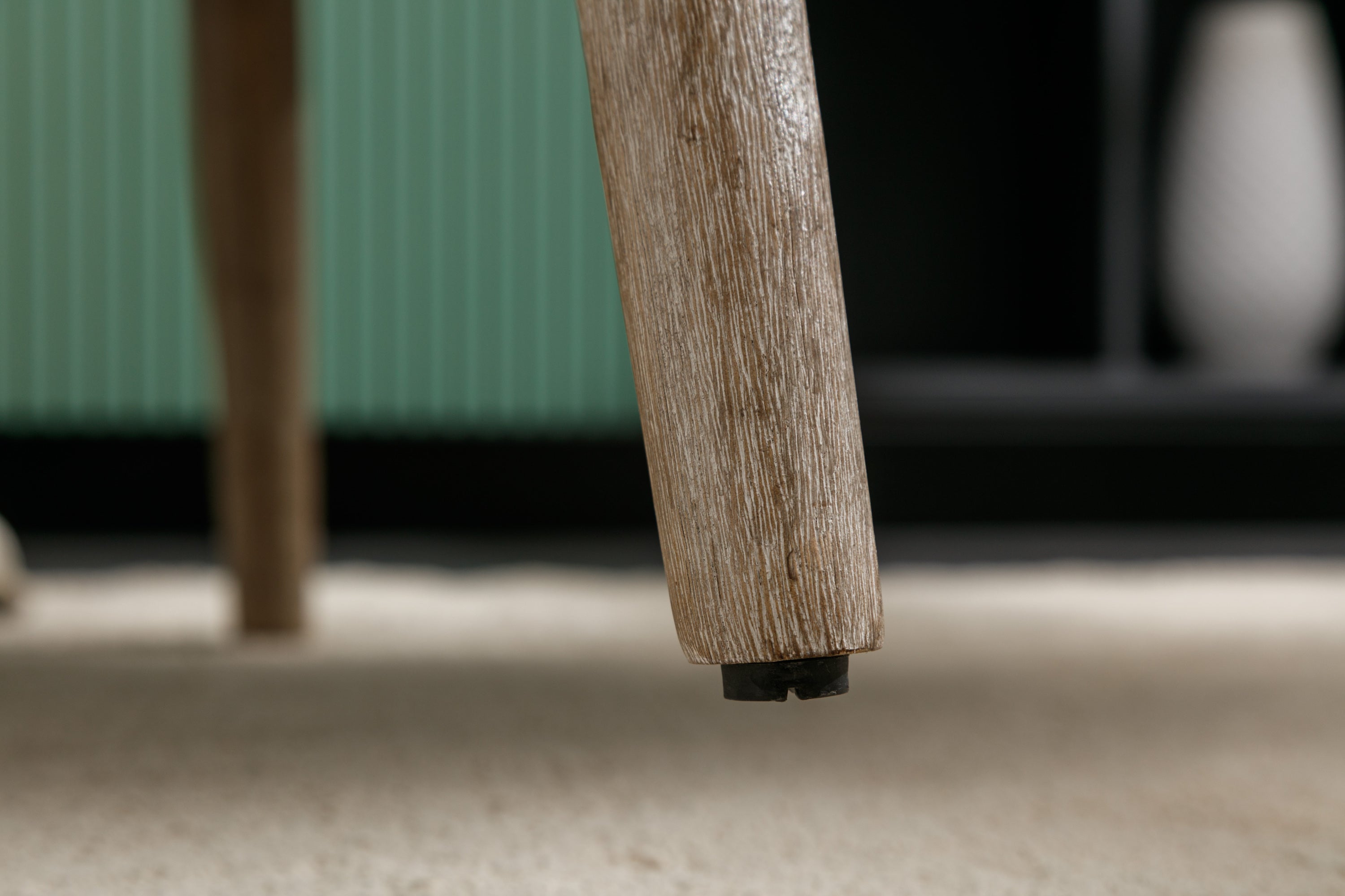 Teddy Fabric Button Accent Slipper Chair With Wooden Legs - White