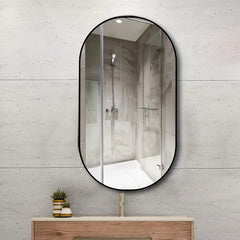 MAICOSY Oval Wall Mounted Mirror Black Metal Vanity Mirrors Hanging 36"x18"